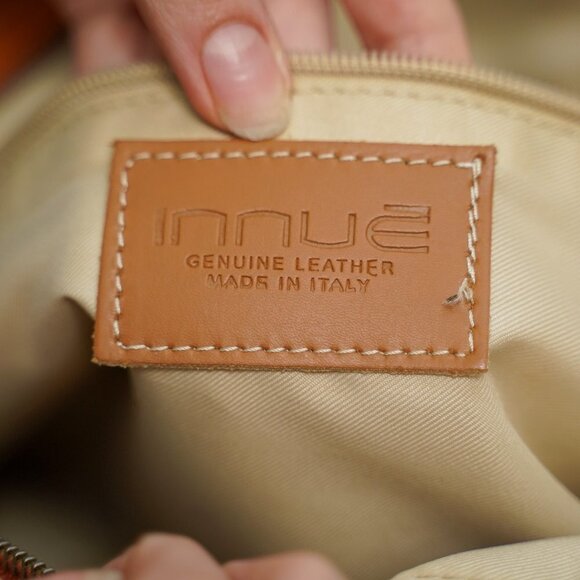 Innue Vintage Orange Perforated Leather Handbag - Picture 12 of 12